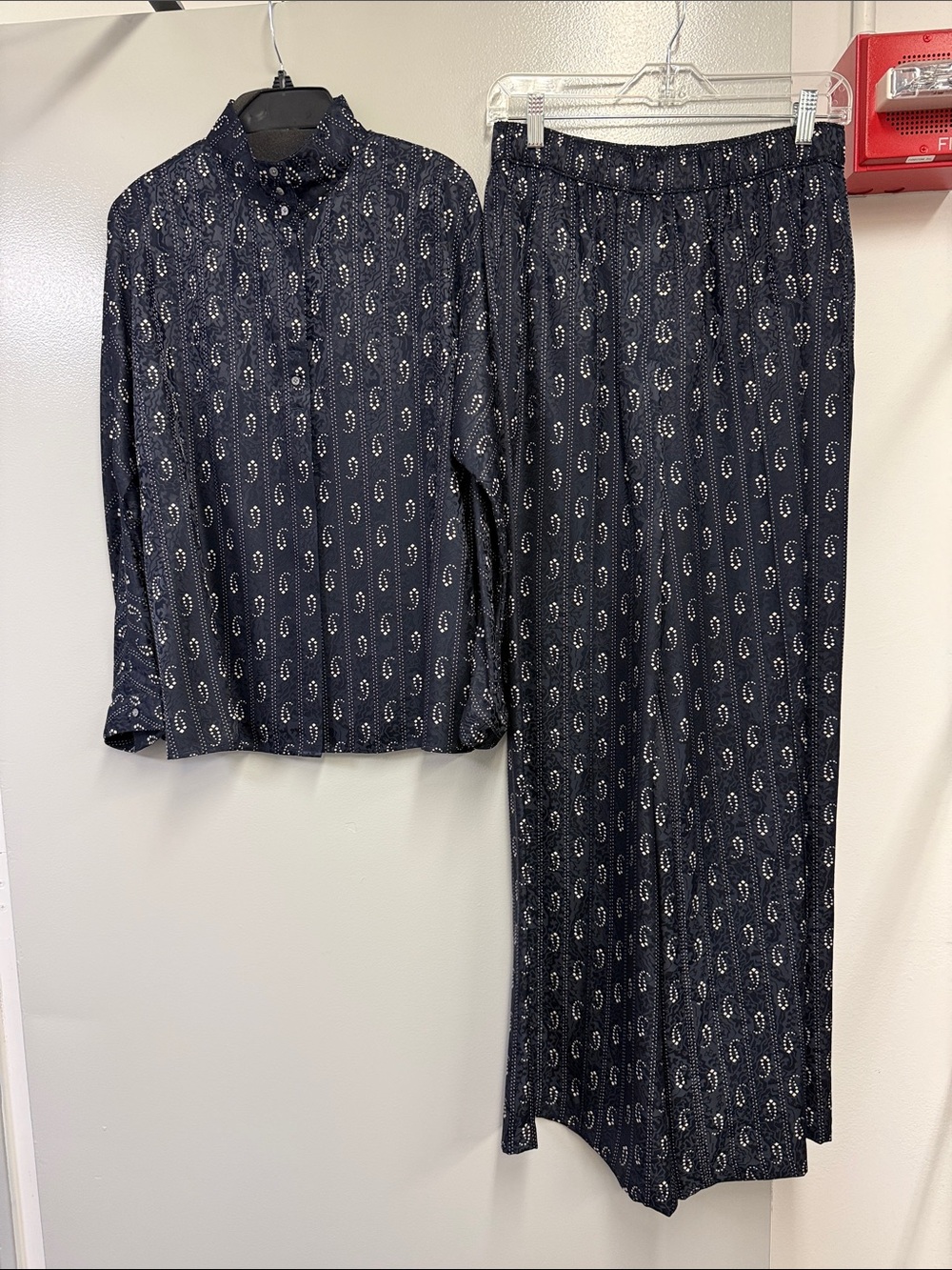 Tory Burch Navy Printed blouse and pant set
